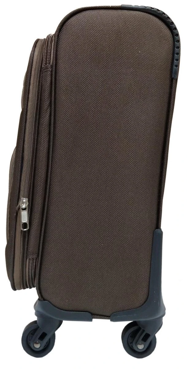 Stoffen Handbagage Koffer 51cm 4 Wielen Trolley - Bruin 5 Stoffen Handbagage Koffer 51cm 4 Wielen Trolley - Bruin - Afbeelding 3