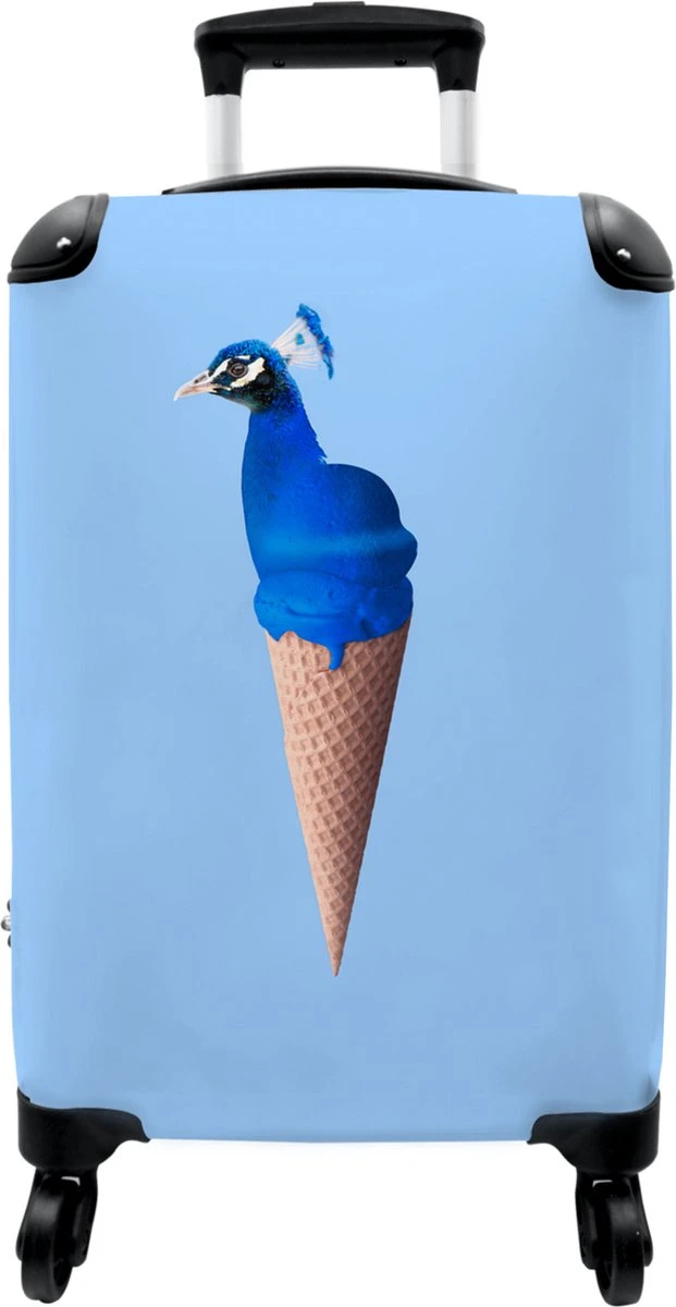 NoBoringSuitcases.com® Koffer - Reiskoffer Met Wielen - Pauw - IJshoorntjes - Blauw - IJs - Vogel - Handbagage Trolley - Past Binnen 55x40x20 Cm En 55x35x25 Cm - Fotokoffer 12 NoBoringSuitcases.com® Koffer - Reiskoffer Met Wielen - Pauw - IJshoorntjes - Blauw - IJs - Vogel - Handbagage Trolley - Past Binnen 55x40x20 Cm En 55x35x25 Cm - Fotokoffer - Afbeelding 10