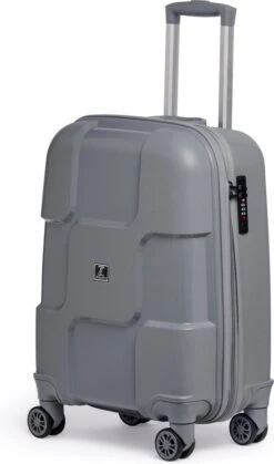 ©TROLLEYZ - Venice No.10 - Trolley - 55cm Met TSA Slot - Dubbele Wielen - 360° Spinners - 100% Polypropyleen - Handbagage Koffer In Silver Stone -Goedkope Bagage Winkel 708x1200