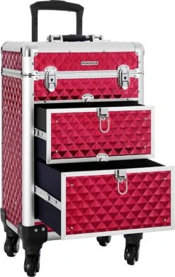 Cosmetic Case Trolley - Professionele Make-up Case - Kapperskoffer Met 4 Uitneembare Wielen -Goedkope Bagage Winkel 759x1200