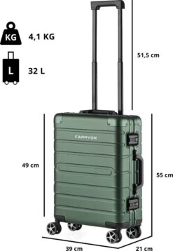 CarryOn ULD Handbagage - Luxe Aluminium Trolley 55cm - Dubbel TSA Slot - Dubbele Wielen - Groen -Goedkope Bagage Winkel 828x1200 1