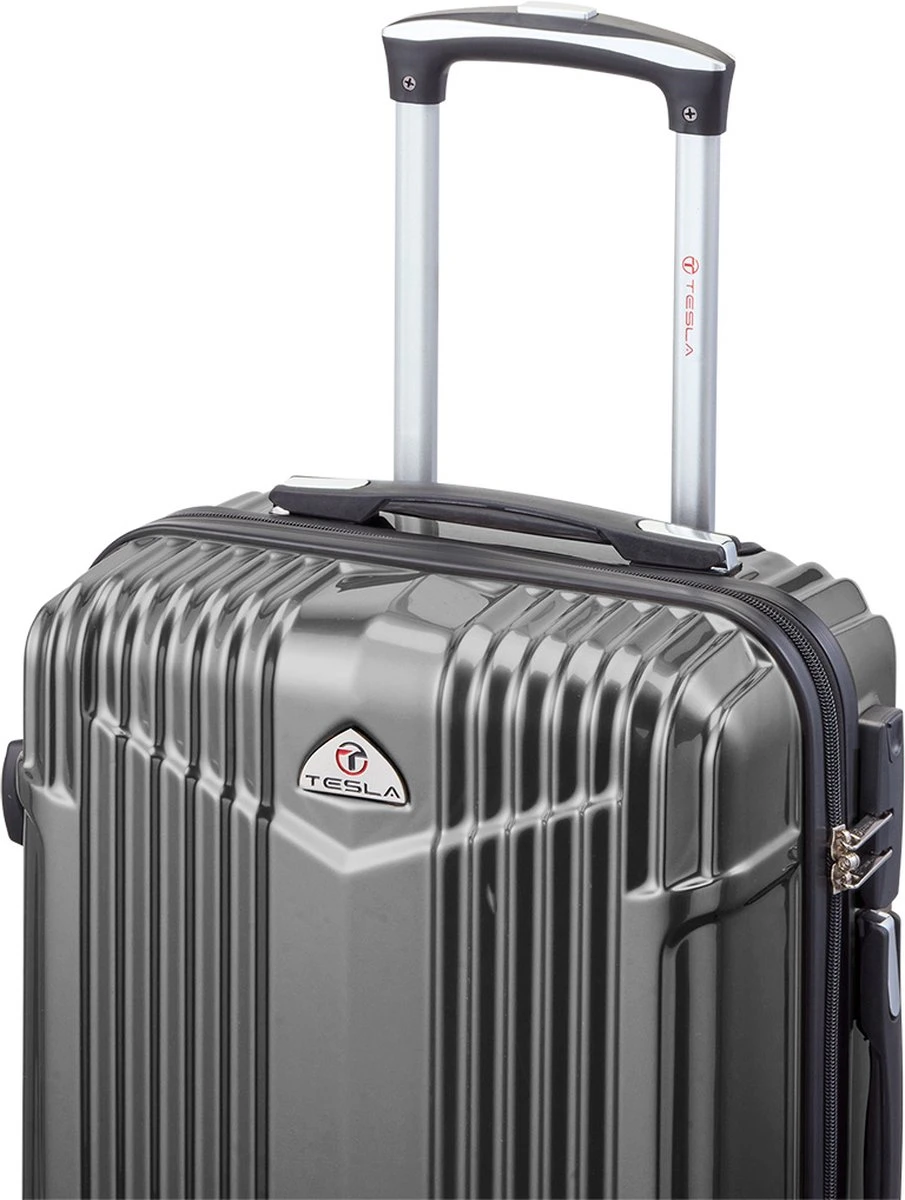Tesla PC - Handbagage Koffer - 55x35x20 Cm - 4 Wielen - Grijs 6 Tesla PC - Handbagage Koffer - 55x35x20 Cm - 4 Wielen - Grijs - Afbeelding 4
