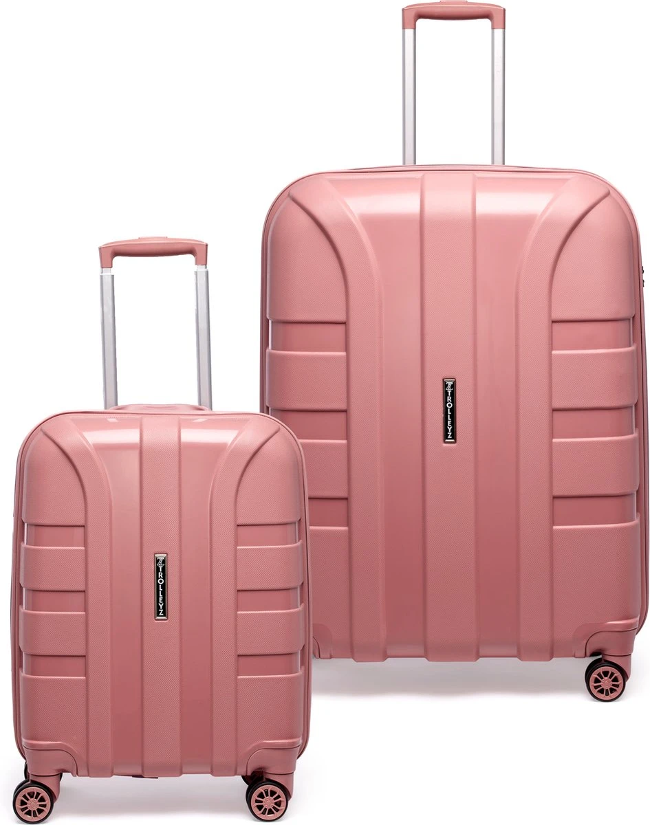 ©TROLLEYZ - Paris No.5 - Kofferset 2 Delig - 55+78cm Met TSA Slot - Dubbele Wielen - 360° Spinners - 100% Polypropyleen - Reiskoffers In Rose Blush 14 ©TROLLEYZ - Paris No.5 - Kofferset 2 Delig - 55+78cm Met TSA Slot - Dubbele Wielen - 360° Spinners - 100% Polypropyleen - Reiskoffers In Rose Blush - Afbeelding 12