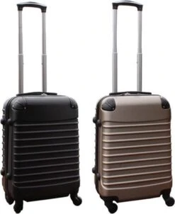 Travelerz Kofferset 2 Delig ABS Handbagage Koffers - Met Cijferslot - 39 Liter - Zwart - Goud