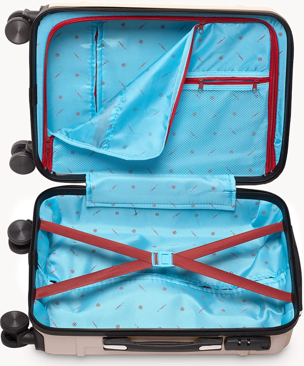 Tesla PC - Handbagage Koffer - 55x35x20 Cm - 4 Wielen - Roze 5 Tesla PC - Handbagage Koffer - 55x35x20 Cm - 4 Wielen - Roze - Afbeelding 3